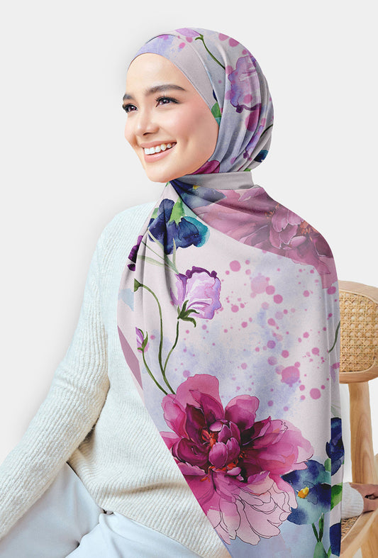 Deira Floral hijab scarf print chiffon rectangular