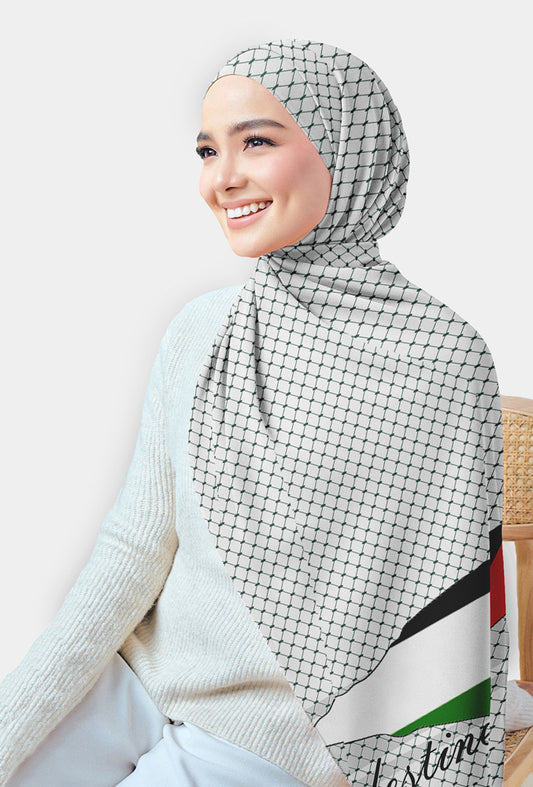 Humos printed chiffon rectangular scarf hijab