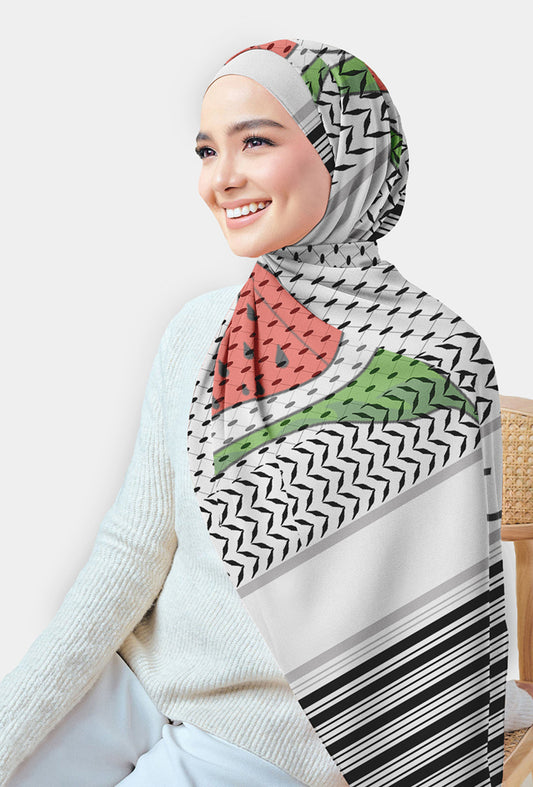 All eyes on RFH chiffon printed rectangular hijab scarf