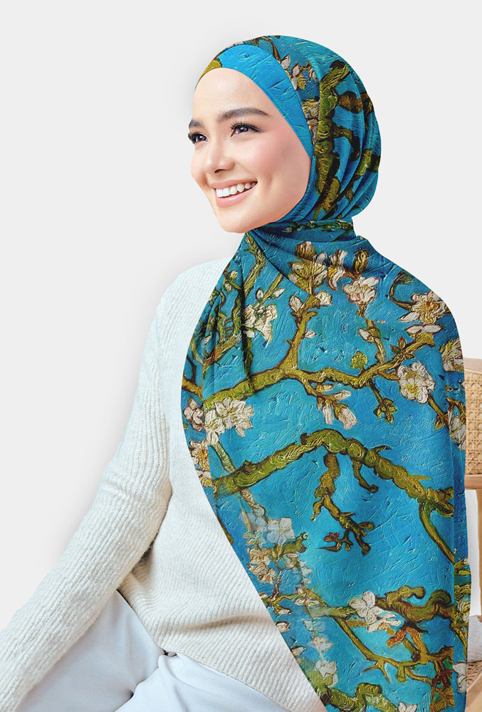 Spadchyna floral printed chiffon hijab rectangular scarf