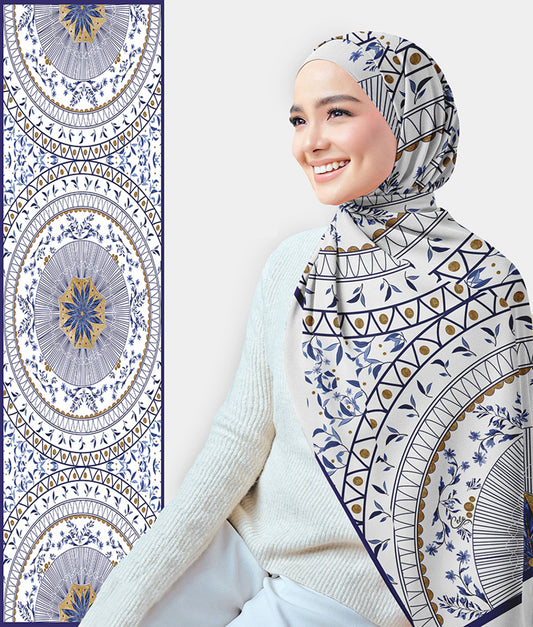 Kawtar printed chiffon scarf rectangular