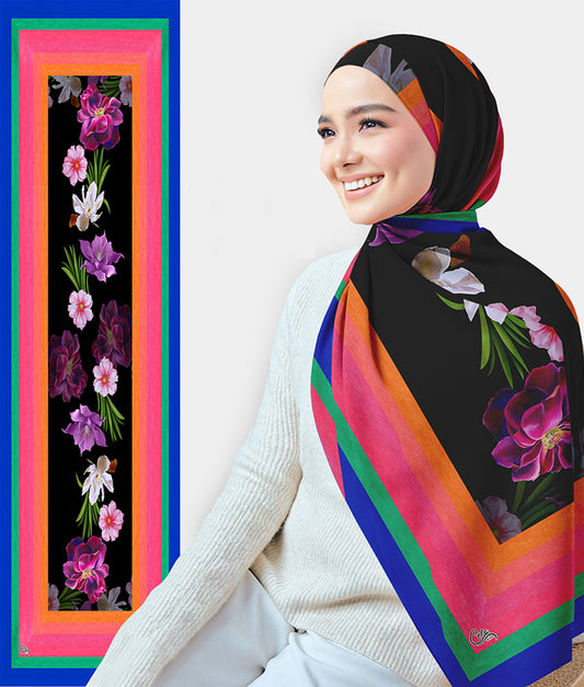 Kristal printed rectangular chiffon scarf