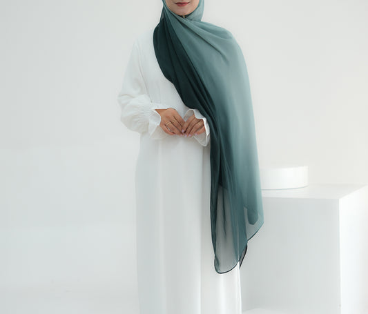 Emerald Ombre scarf rectangular hijab in chiffon premium quality