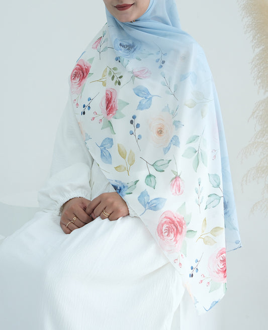 Princess Ombre Floral scarf rectangular hijab in chiffon premium quality
