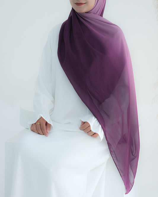 Purple Ombre scarf rectangular hijab in chiffon premium quality