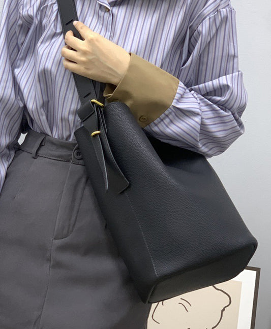 Putallin Tote Shoulder Bag Real Leather Purse Large Casual Handbag in Black