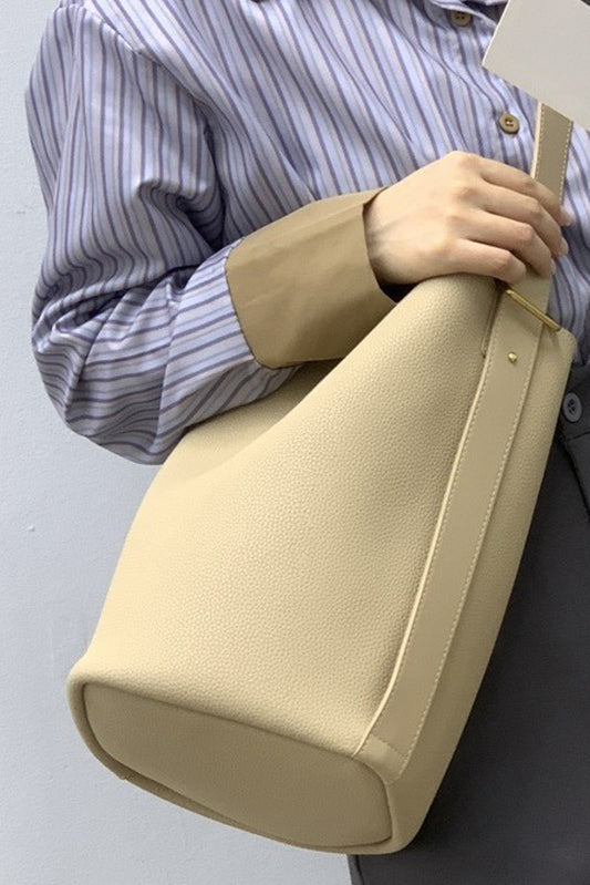 Putallin Tote Shoulder Bag Real Leather Purse Large Casual Handbag in Beige