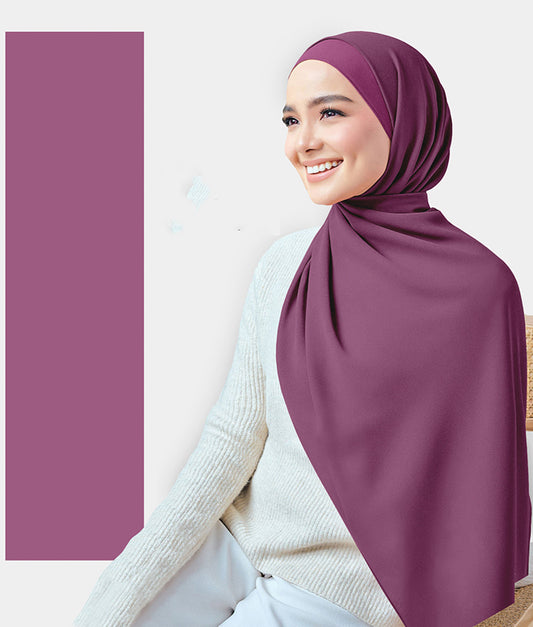 Chiffon Plain Rectangular Hijab in SA02 Berry color