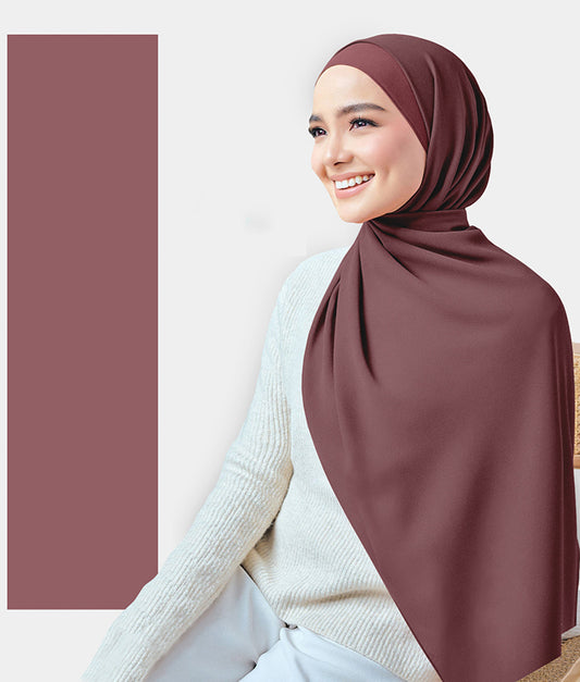 Chiffon Plain Rectangular Hijab in SA04 Dusty Purple color