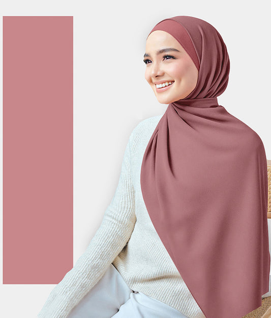 Chiffon Plain Rectangular Hijab in SA05 Rosy Rose color