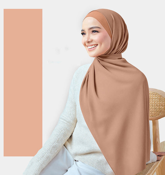 Chiffon Plain Rectangular Hijab in SA08 Sand color