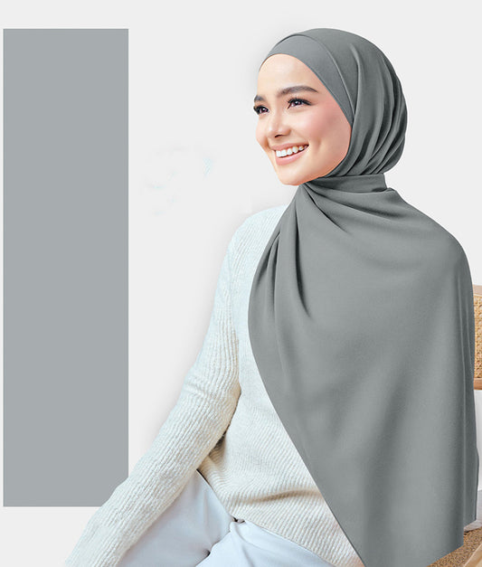 Chiffon Plain Rectangular Hijab in SA09 Greenish Gray color