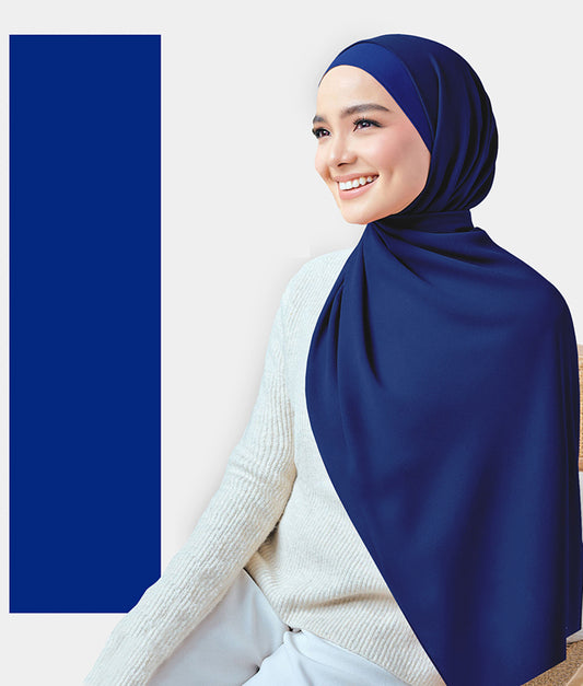 Chiffon Plain Rectangular Hijab in SA17 Midnight Blue color