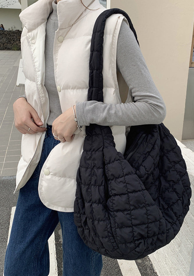 Puffer Bubble Cloud Tote Trendy Lightweight Bag for Women in black