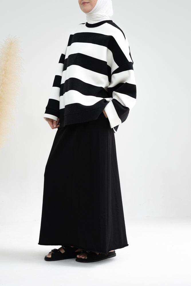 Designer oversize striped sweatshirt off-shoulder with bulky sleeves - ANNAH HARIRI