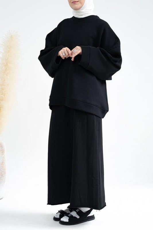Designer oversize sweatshirt off-shoulder with bulky sleeves in black - ANNAH HARIRI
