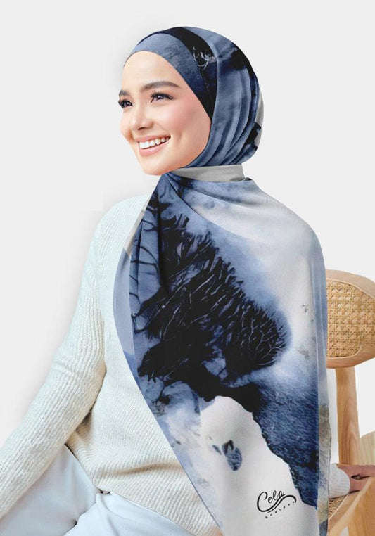 Elsza Printed Chiffon Hijab - ANNAH HARIRI