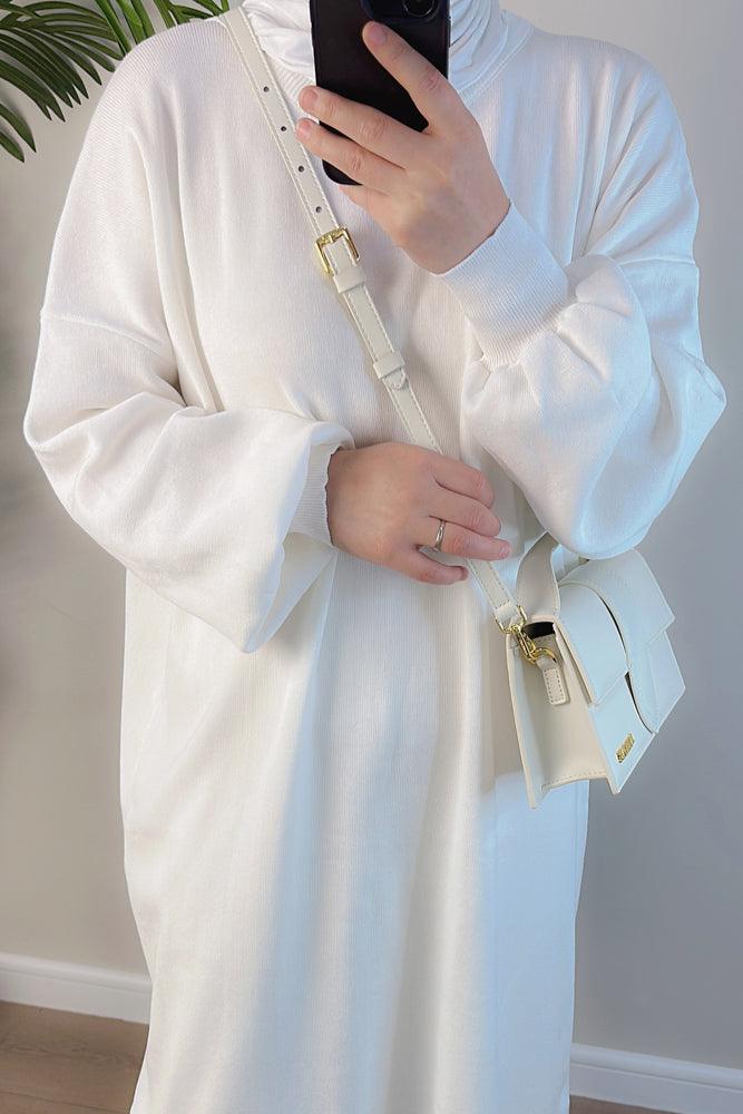 Linden premium mix and match loungewear set in white with trousers and midaxi top - ANNAH HARIRI
