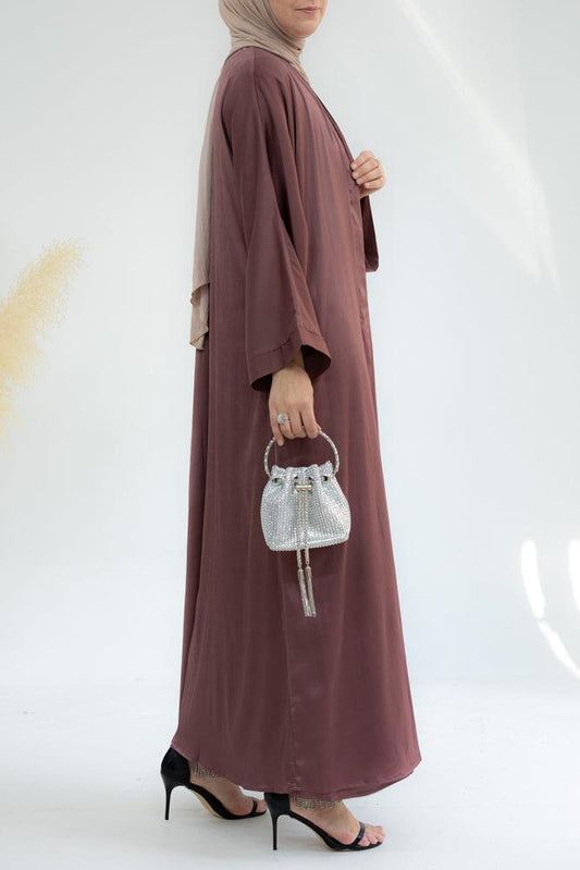 Lovenia Open front abaya and belt in Purple - ANNAH HARIRI