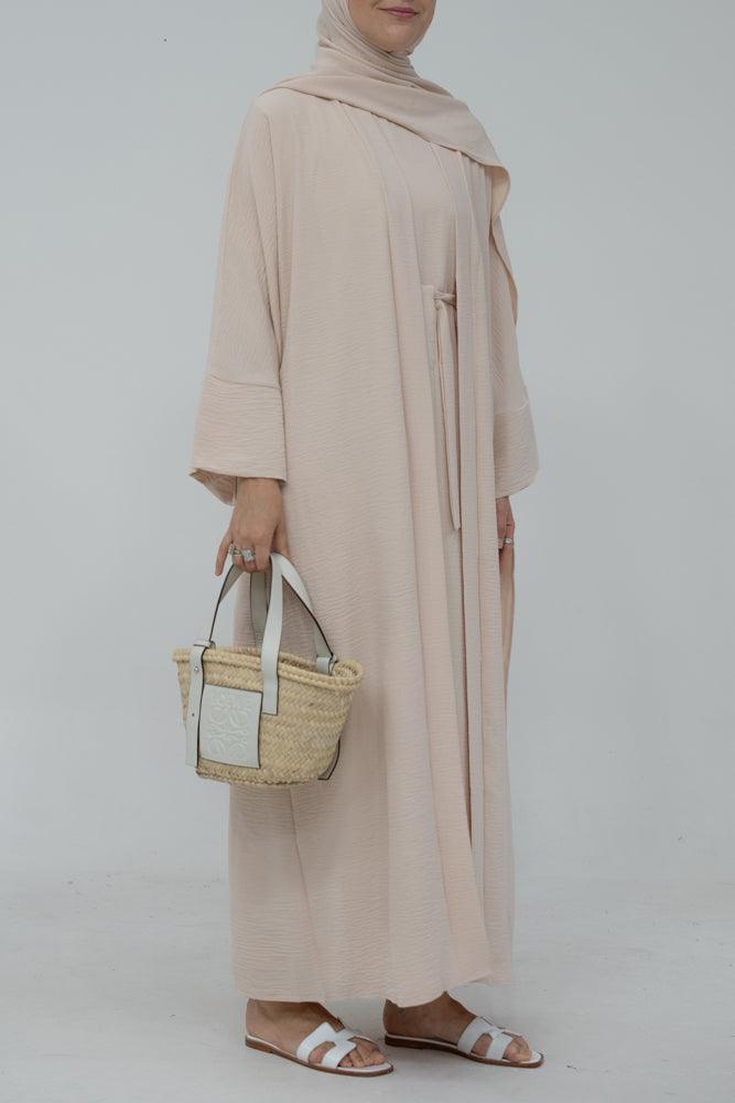 Matiar abaya three piece set with scarf and inner dress and belt - ANNAH HARIRI