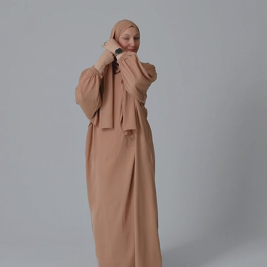 Umrah outfit in brown khaki