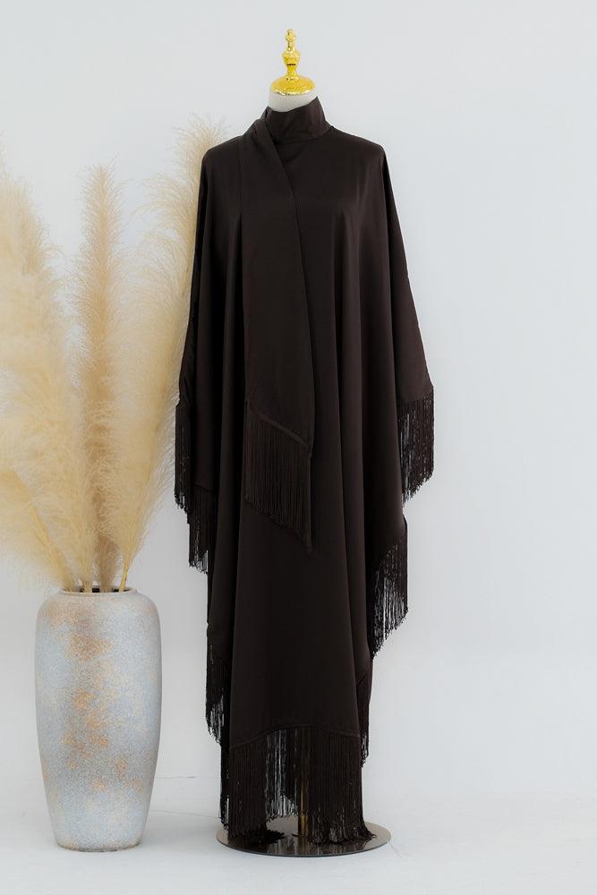Seyma fringe maxi abaya dress in black - ANNAH HARIRI