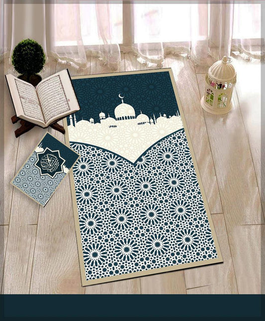 Ummu Grey Prayer Rug Muslim Mat Islamic Sajadah for Kids Men Women with Quran Box for Eid Travel Ramadan Soft Luxury Pin - ANNAH HARIRI