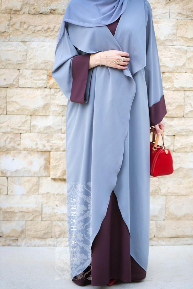 Abaya Dress Grey&Maroon - ANNAH HARIRI