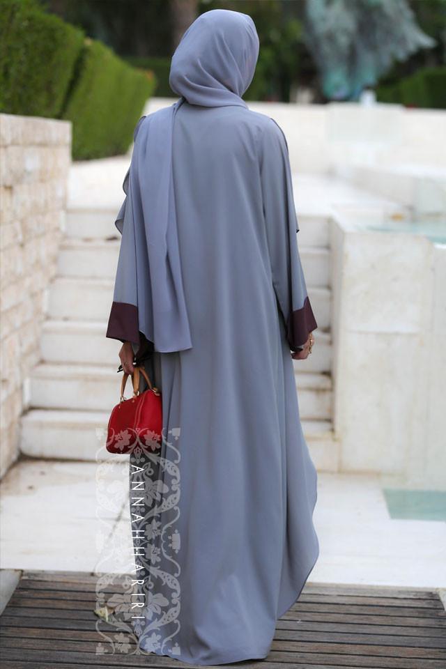 Abaya Dress Grey&Maroon - ANNAH HARIRI