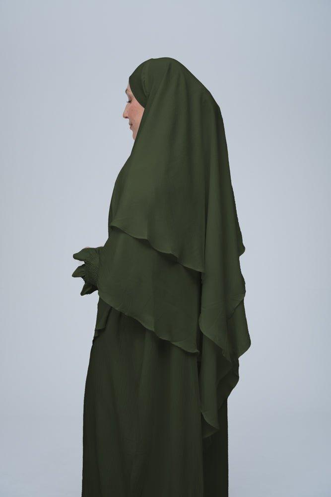 Army Green Pristine prayer gown for Omrah or prayer - ANNAH HARIRI