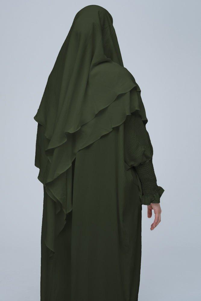 Army Green Pristine prayer gown for Omrah or prayer - ANNAH HARIRI