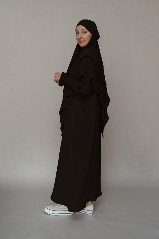 Classic black prayer gown umrah abaya dress non-wrinkling - ANNAH HARIRI