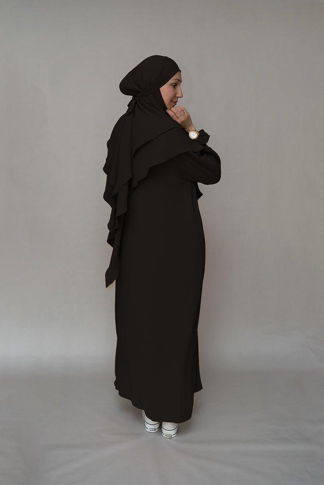 Classic black prayer gown umrah abaya dress non-wrinkling - ANNAH HARIRI