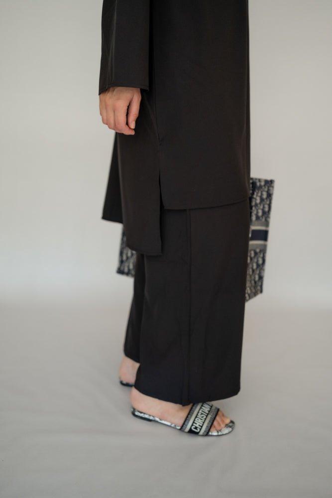 Closet Co Ord Modest Fashion Two-Piece Set pants and top in black - ANNAH HARIRI
