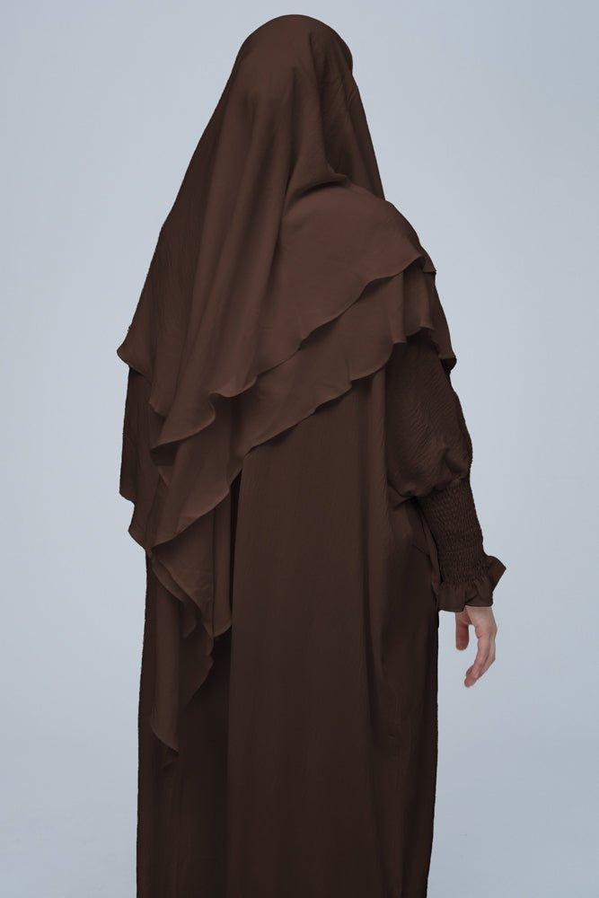 Dark Coffee Pristine prayer gown for Omrah or prayer - ANNAH HARIRI