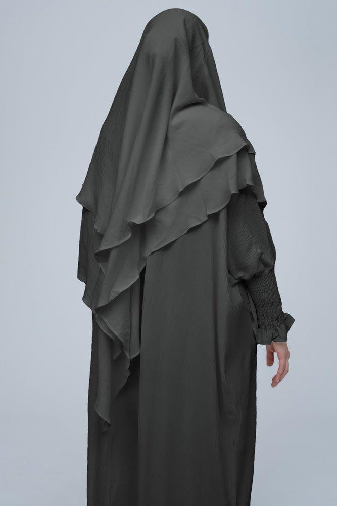 Dark Gray Pristine prayer gown for Omrah or prayer - ANNAH HARIRI