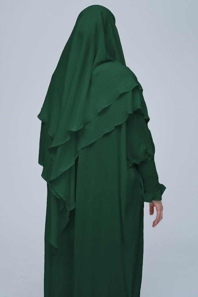 Dark Green Pristine prayer gown for Omrah or prayer - ANNAH HARIRI