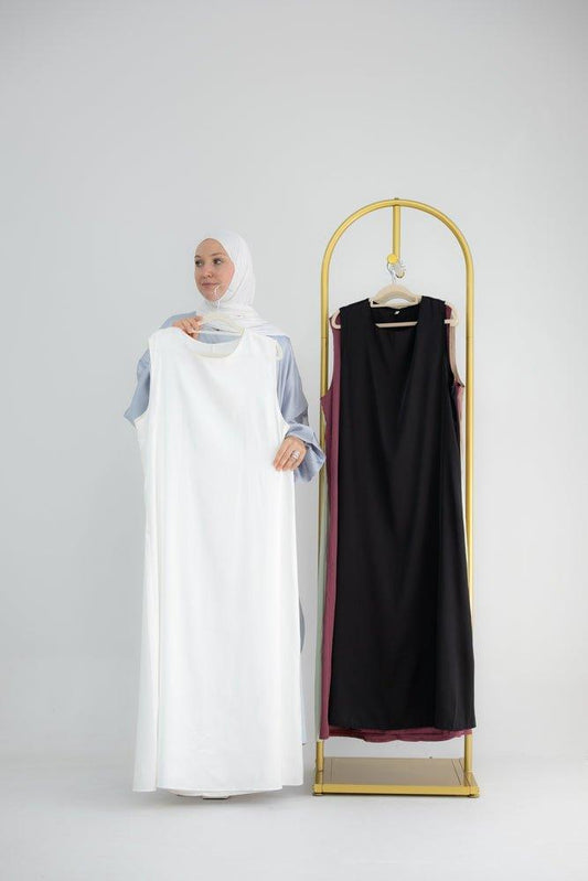 Duniia slip dress maxi length sleeveless in satin fabric in white color - ANNAH HARIRI