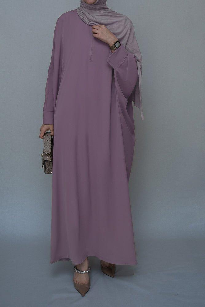 Lavender Batwing sleeve abaya for Hajj Umrah Prayer Dress For Women - ANNAH HARIRI