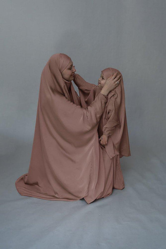 Light Pink KIDS prayer gown from "Mommy and me prayer khimar collection - ANNAH HARIRI