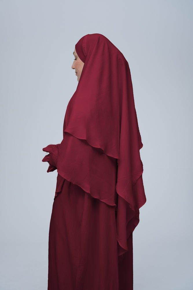 Maroon Pristine prayer gown for Omrah or prayer - ANNAH HARIRI