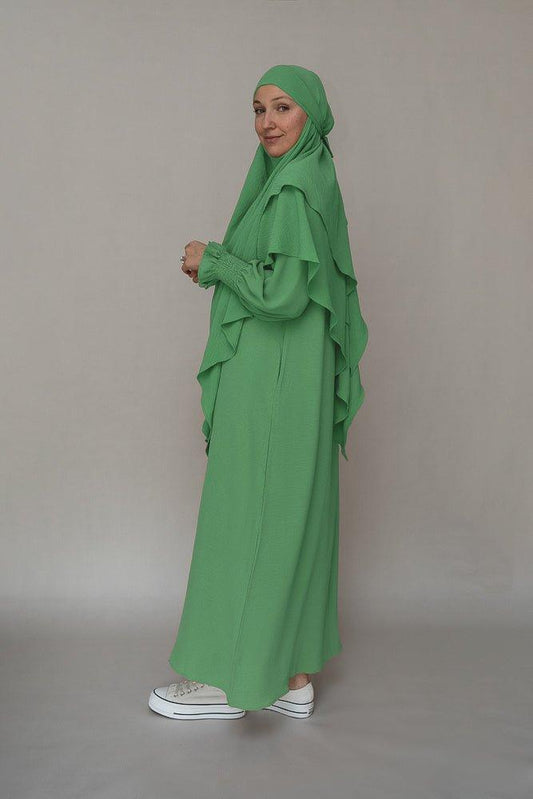 Mint Green prayer gown umrah abaya dress non-wrinkling - ANNAH HARIRI