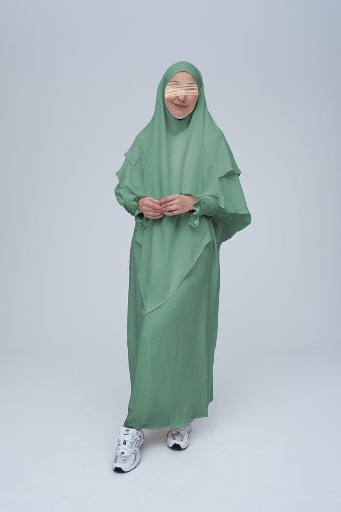 Mint Green Pristine prayer gown for Omrah or prayer - ANNAH HARIRI