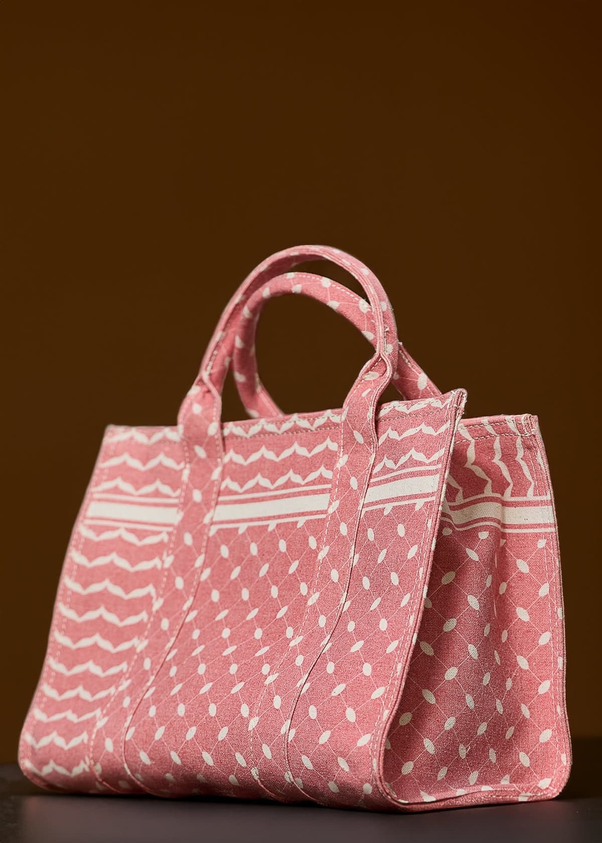 Red Keffiyeh Pattern Medium Tote - Premium Cotton Canvas