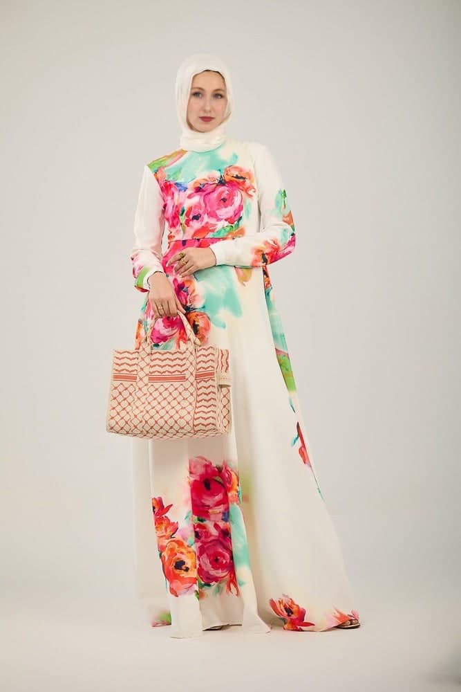 Red and Cream Medium Tote - Durable Cotton Canvas - ANNAH HARIRI