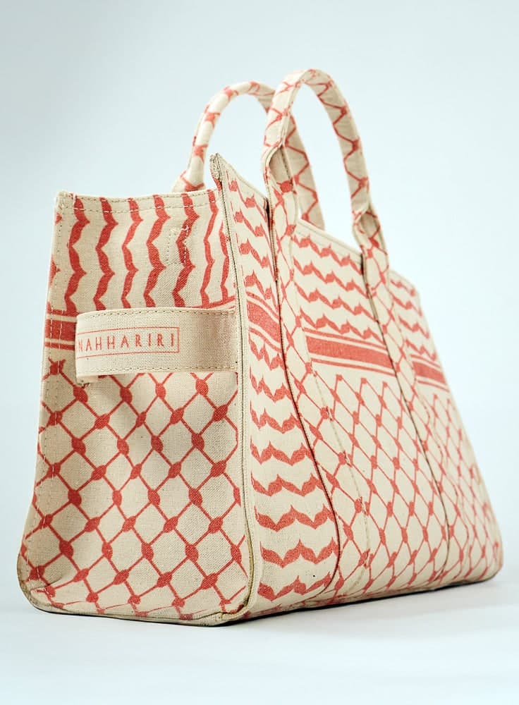 Coral and Cream Tote - Premium Cotton Canvas, view 5