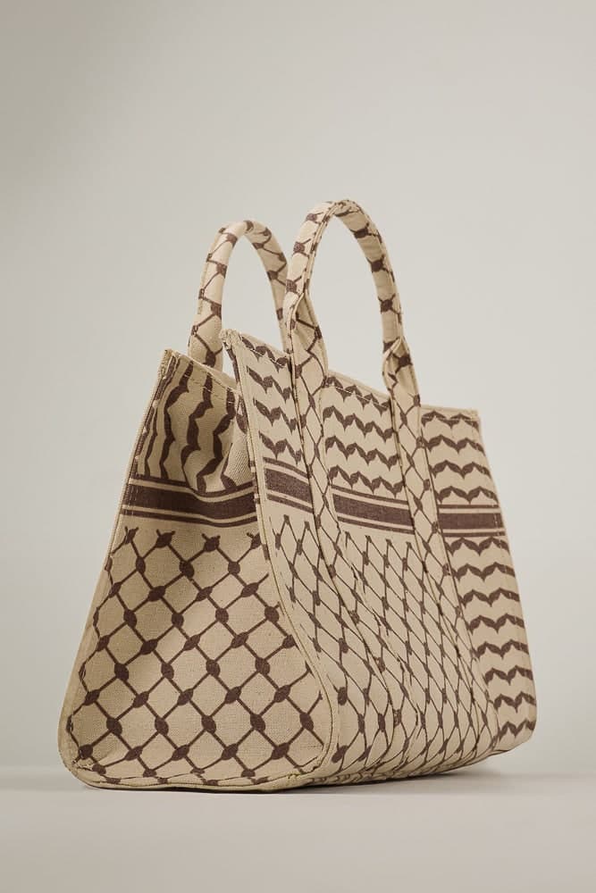 Heritage Charm Canvas Tote - Elegant Medium Size Design in brown, view 5