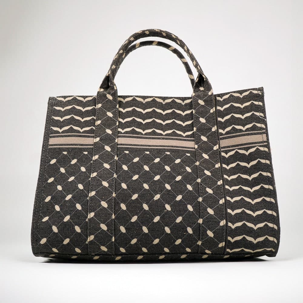 Modern Geometric Pattern Medium Tote - Premium Cotton Canvas in grey, view 9