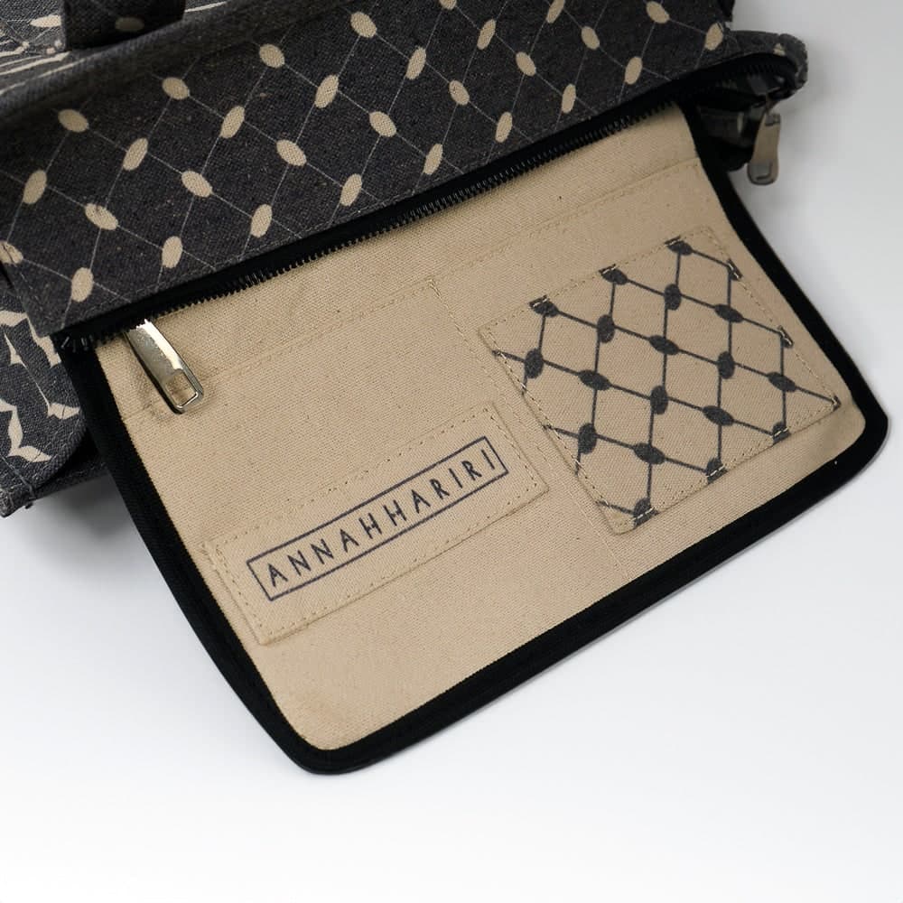 Modern Geometric Pattern Medium Tote - Premium Cotton Canvas in grey, view 12