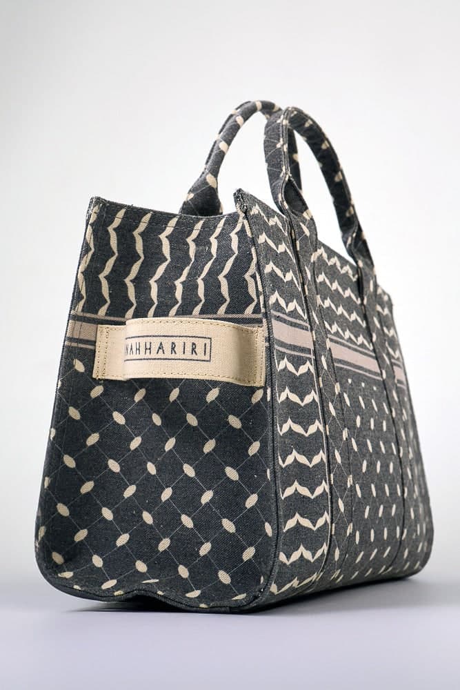 Modern Geometric Pattern Medium Tote - Premium Cotton Canvas in grey, view 10